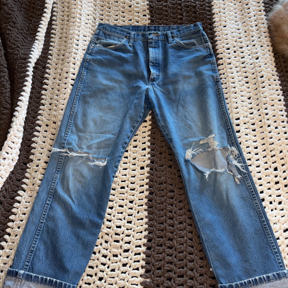 Distressed Blue Denim Jeans